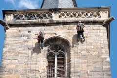 Arbeiten an der Südfassade des Bartholomäusturmes